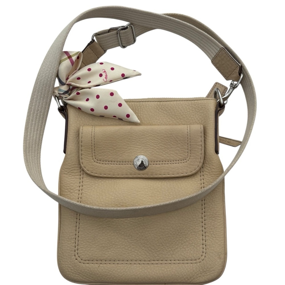 Coach Cream Pebbles Leather Crossbody Bag Adjustable Strap Purse - Picture 4 of 11